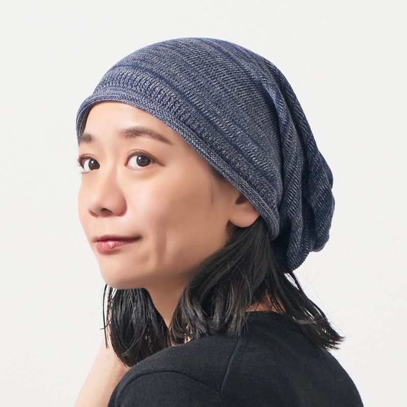 【2025 秋冬新款】日本製 CHARM Chuga 有机棉 卷褶 宽松套头帽 - 帽子 - 棉．麻 黑色