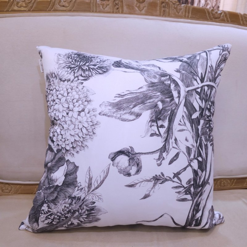 HC印花抱枕套 欧美花版 现货供应 黑白花 白底 - 枕头/抱枕 - 聚酯纤维 