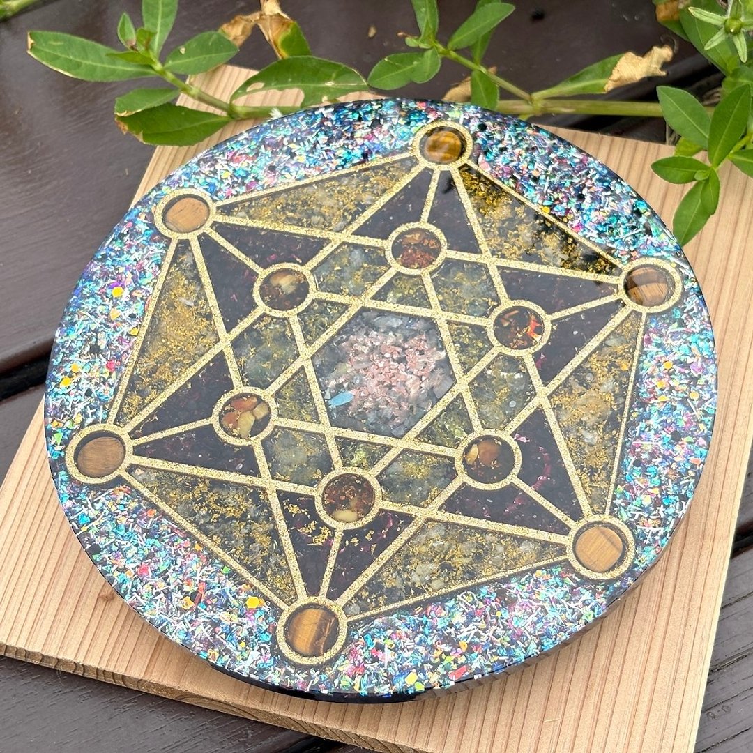 神圣几何奥刚充电盘 - 闪耀星空蓝 - 摆饰 - 水晶 蓝色