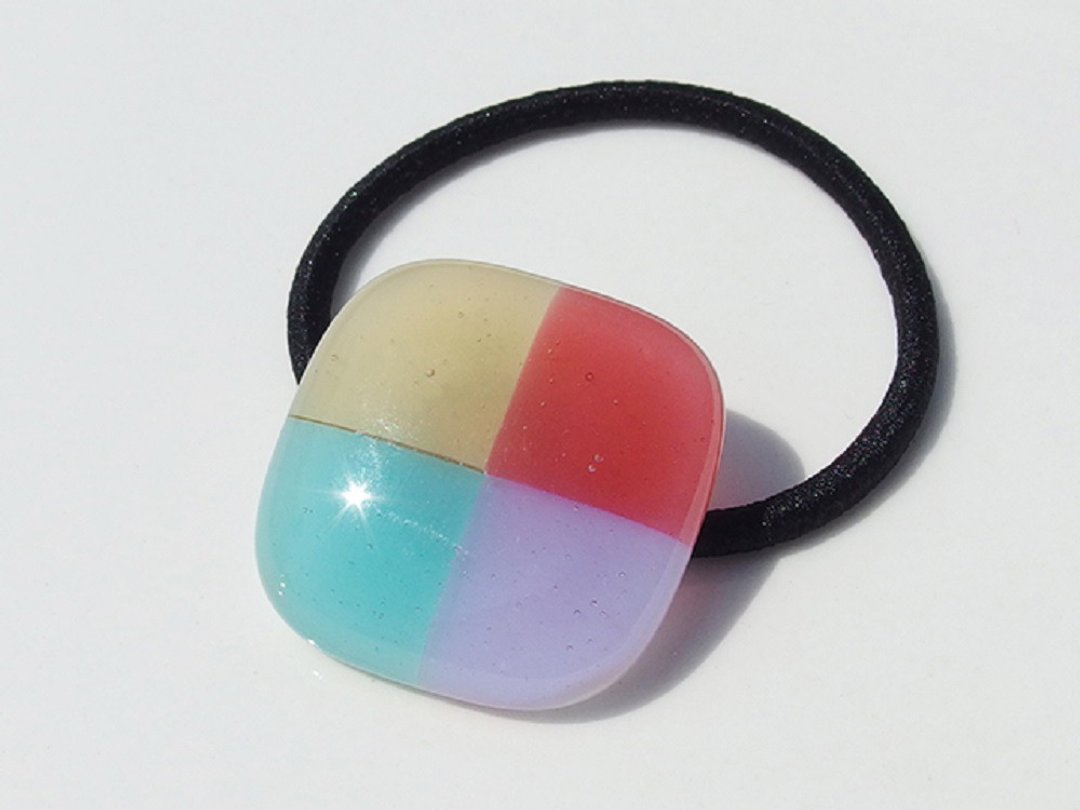 Cotton candy glass (Wataame [pastel]) Hair rubber [Can be changed to pony hook] [Made to order] - 发饰 - 玻璃 粉红色