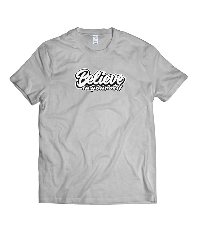 相信自己-T-shirt 白/黑/灰/藏青 - 男装上衣/T 恤 - 棉．麻 多色