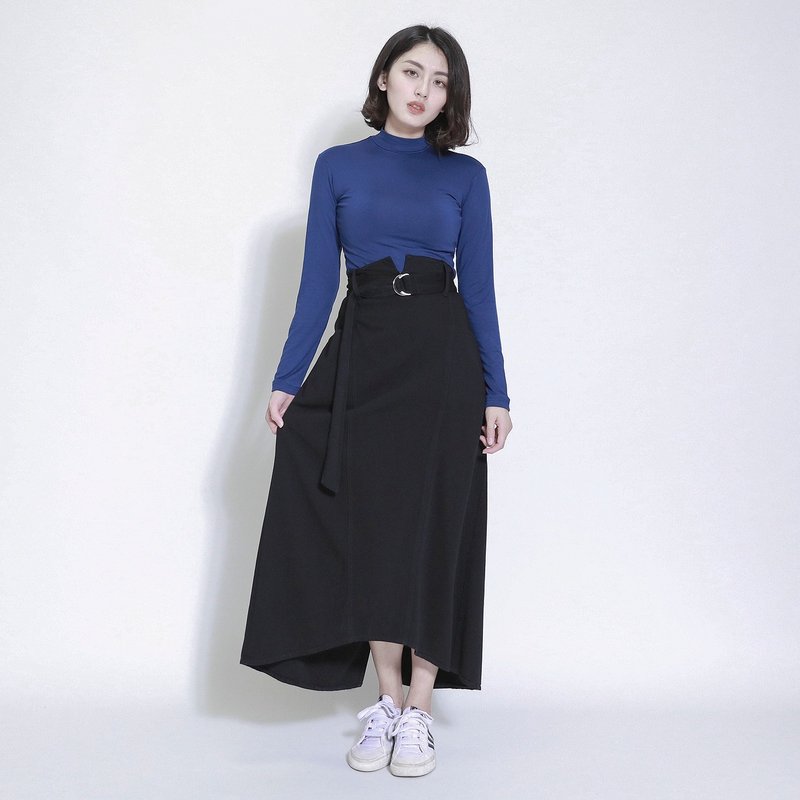 Desert 荒漠开衩长裙_7AF153_黑 - 裙子 - 棉．麻 黑色