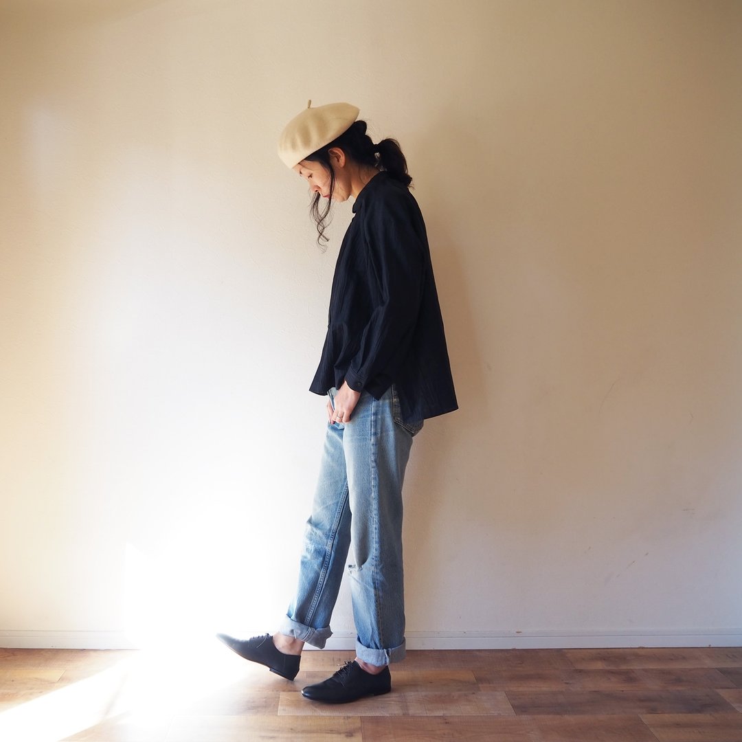 Linen washers wide blouse - 女装衬衫 - 棉．麻 黑色