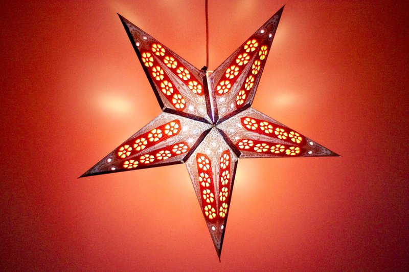 限量一件 手工纸星星灯 / 星芒灯 / 星光灯 / 折纸灯 / 夜灯 / 灯罩 - 月光下的橘色+蓝色星星 星空感 - 灯具/灯饰 - 纸 多色