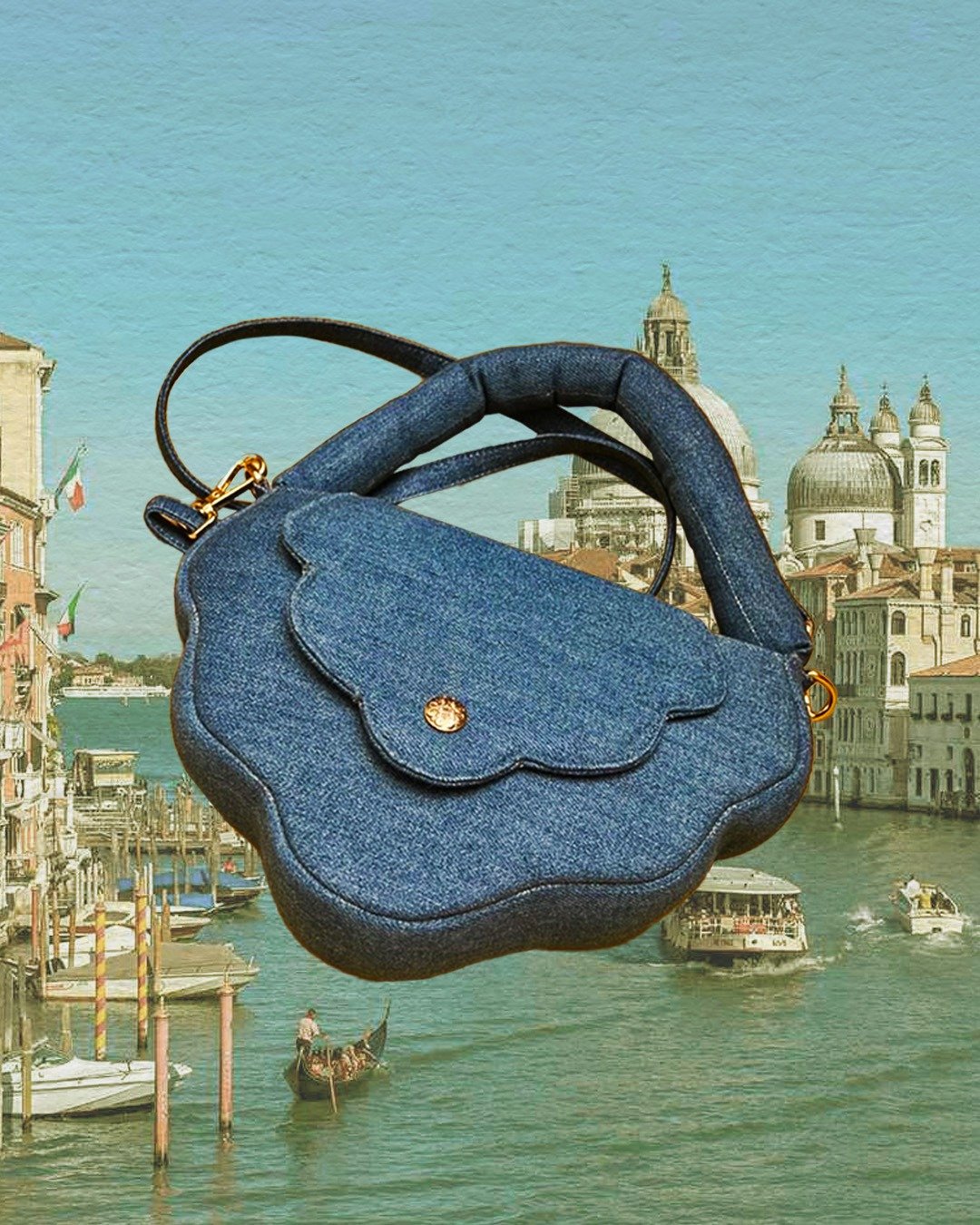 Mini Blooming Denim Bag - 手提包/手提袋 - 其他材质 蓝色
