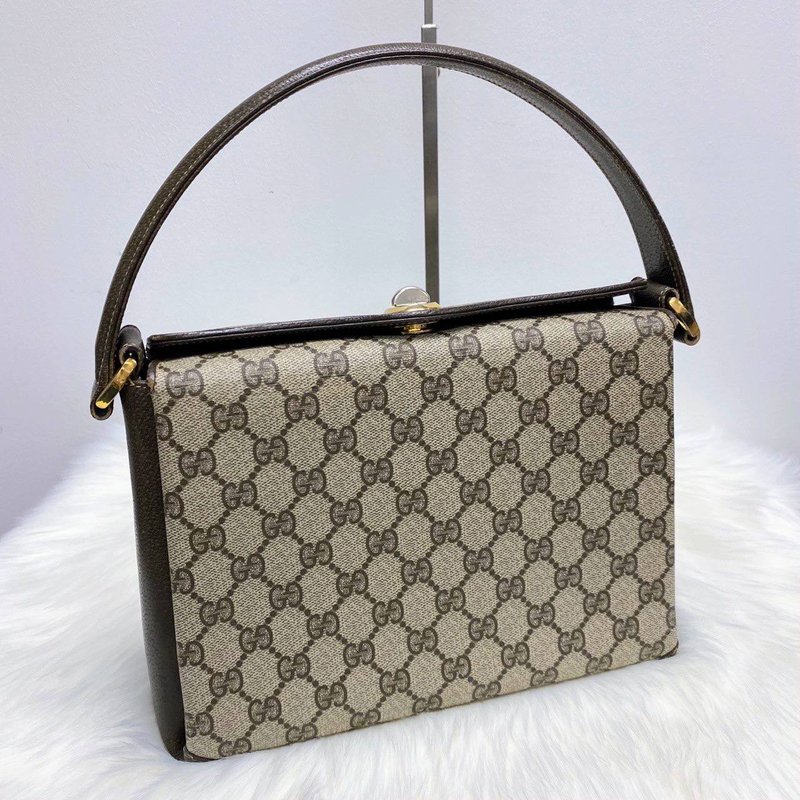 Old Gucci 老花PVC皮革盒仔手拿包 - 手提包/手提袋 - 其他材质 咖啡色