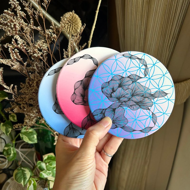 陶瓷艺术摆饰杯垫/ Line flowers 禅绕花/ Clouds - 摆饰 - 陶 多色