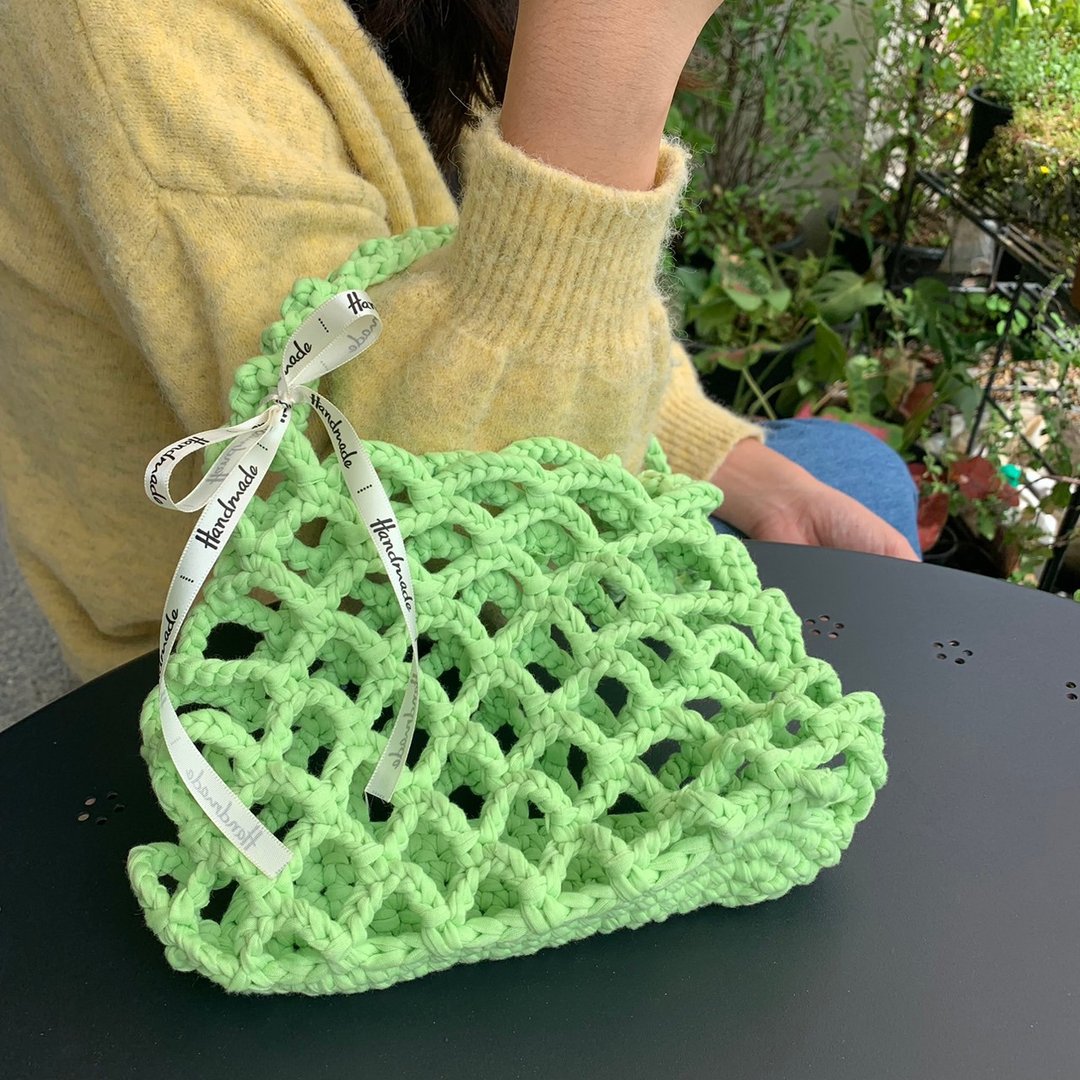 Crochet t-shirt yarn : Cruffy - 手提包/手提袋 - 聚酯纤维 绿色