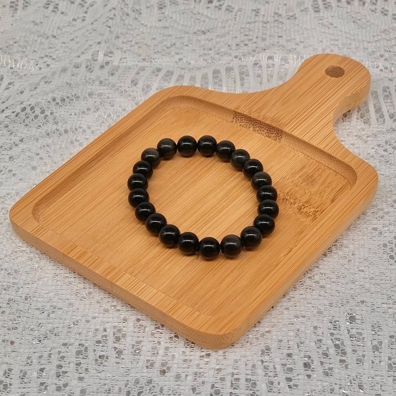 黑耀石 水晶 手链 8mm - 手链/手环 - 水晶 黑色