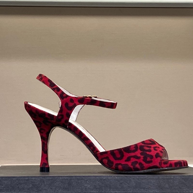 红黑豹纹撞色高跟鞋37.5 - 高跟鞋 - 真皮 红色