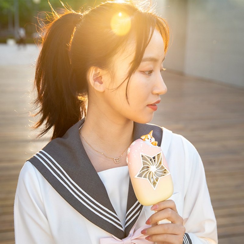 【免运特惠】雪糕风扇可爱宿舍USB手持静音便携礼物/黄油猫 - 其他 - 其他材质 粉红色