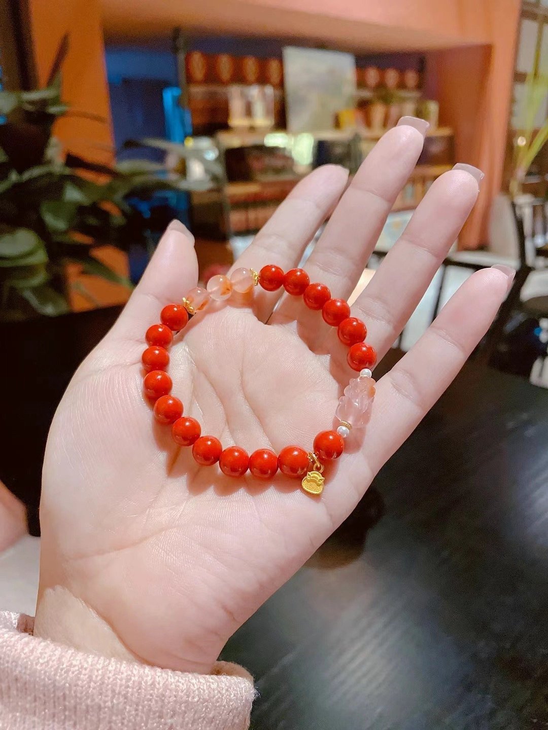 天然原矿朱砂帝王砂单圈手链 朱砂含量高达95%以上 - 手链/手环 - 宝石 
