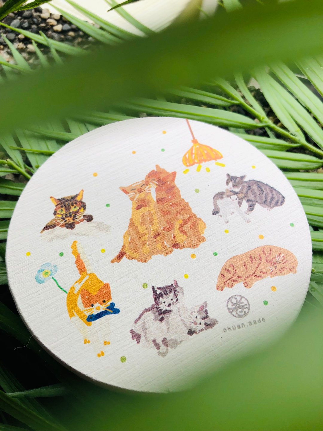 原创插画-猫咪硅藻土杯垫 - 杯垫 - 其他材质 