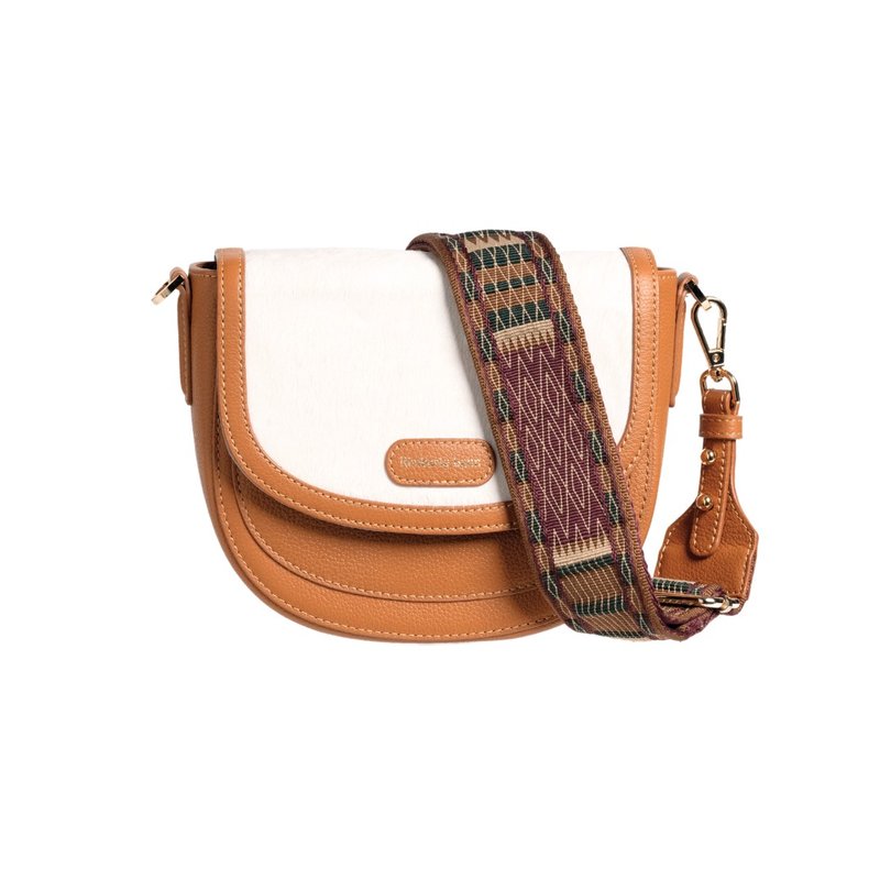 百变换盖真皮马鞍包 - 温柔马毛 - 侧背包/斜挎包 - 真皮 橘色