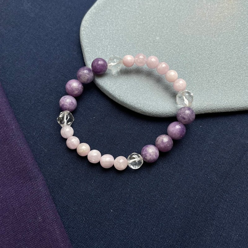 紫丁香 白晶 开运 睡眠 天然水晶 日本手作 礼物 能量石手链 - 手链/手环 - 水晶 紫色