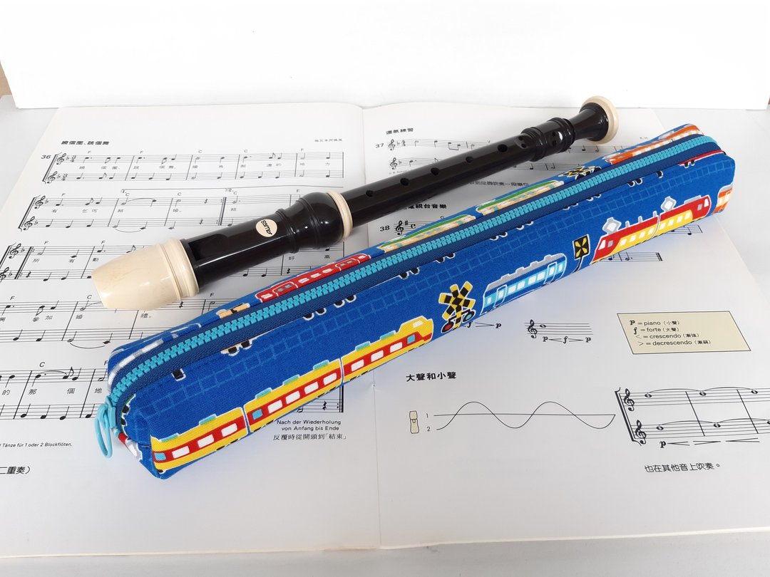 日本新干线高音直笛袋 日本棉布制作  圣诞 新年 开学 生日交换礼 - 铅笔盒/笔袋 - 棉 蓝色