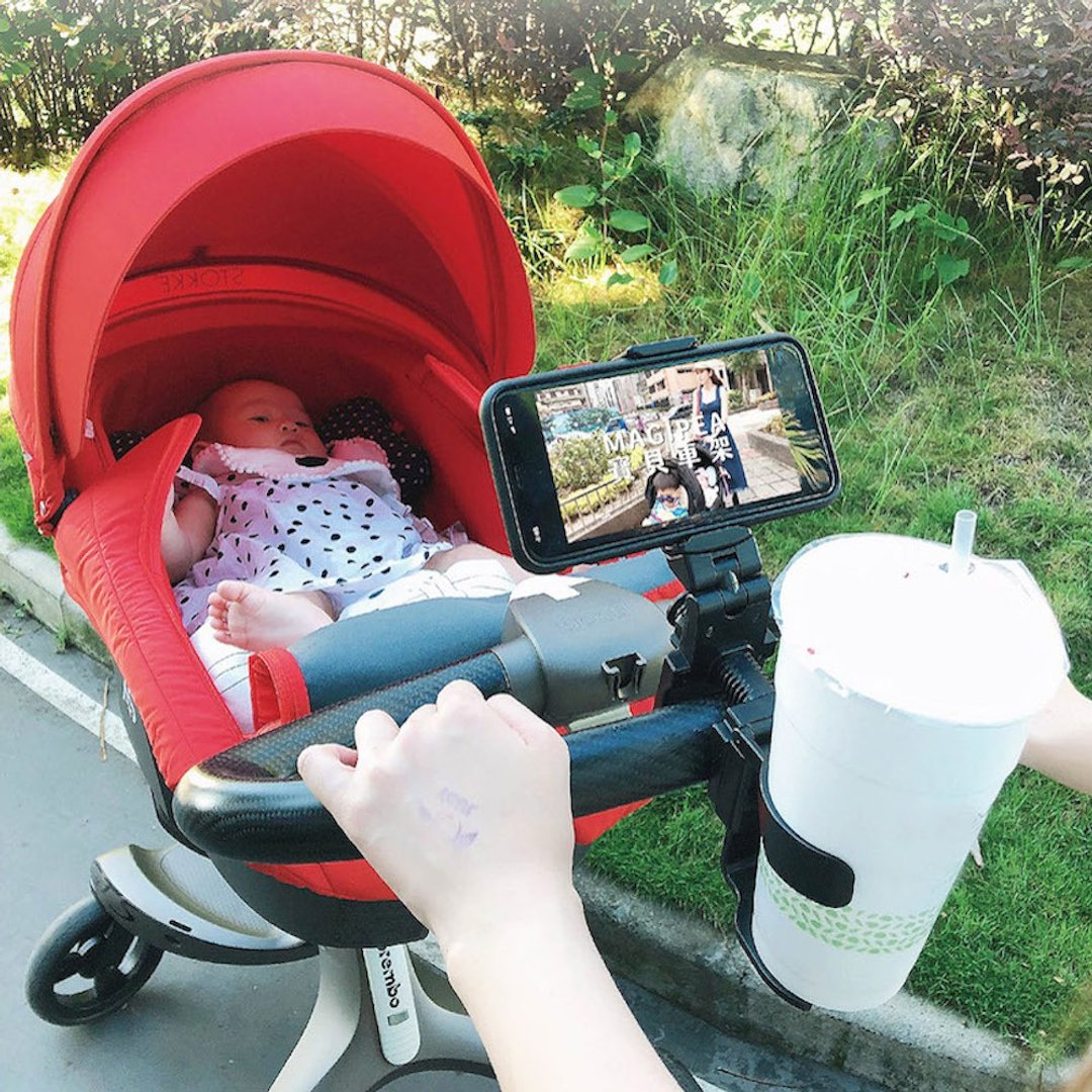 美极品【推车手机支架】 宠物车 婴儿车 婴儿车架 - 婴儿车/手推车 - 塑料 黑色