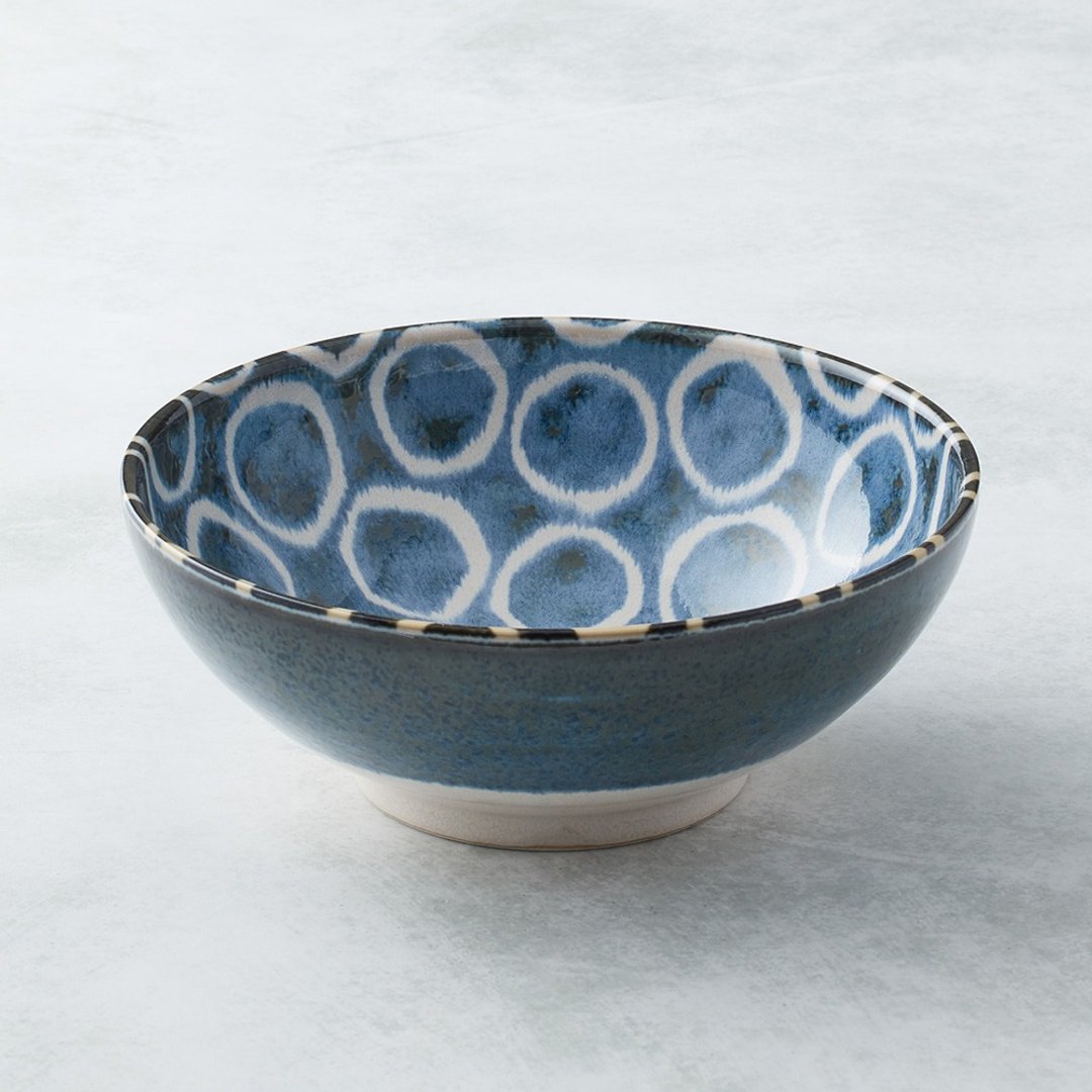 日本美浓烧 - 笔青釉绘大碗 - 百丸(21.5cm) - 碗 - 瓷 多色
