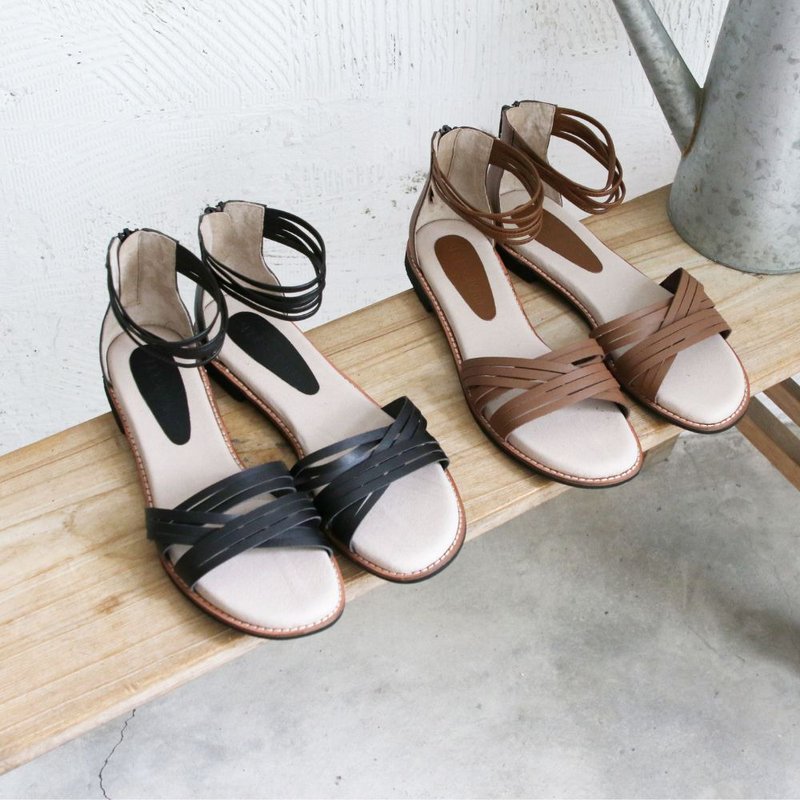 【接单手工制】真皮编织罗马凉鞋_T1-23725L - 男女凉鞋 - 真皮 咖啡色