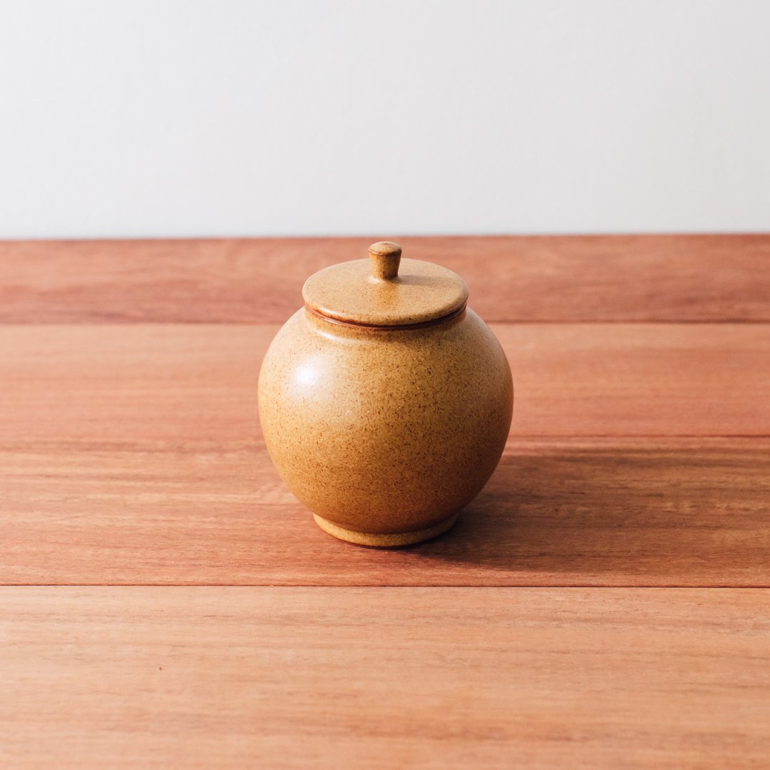 黄底红斑铁釉陶罐/茶叶罐/茶仓 - 茶具/茶杯 - 陶 