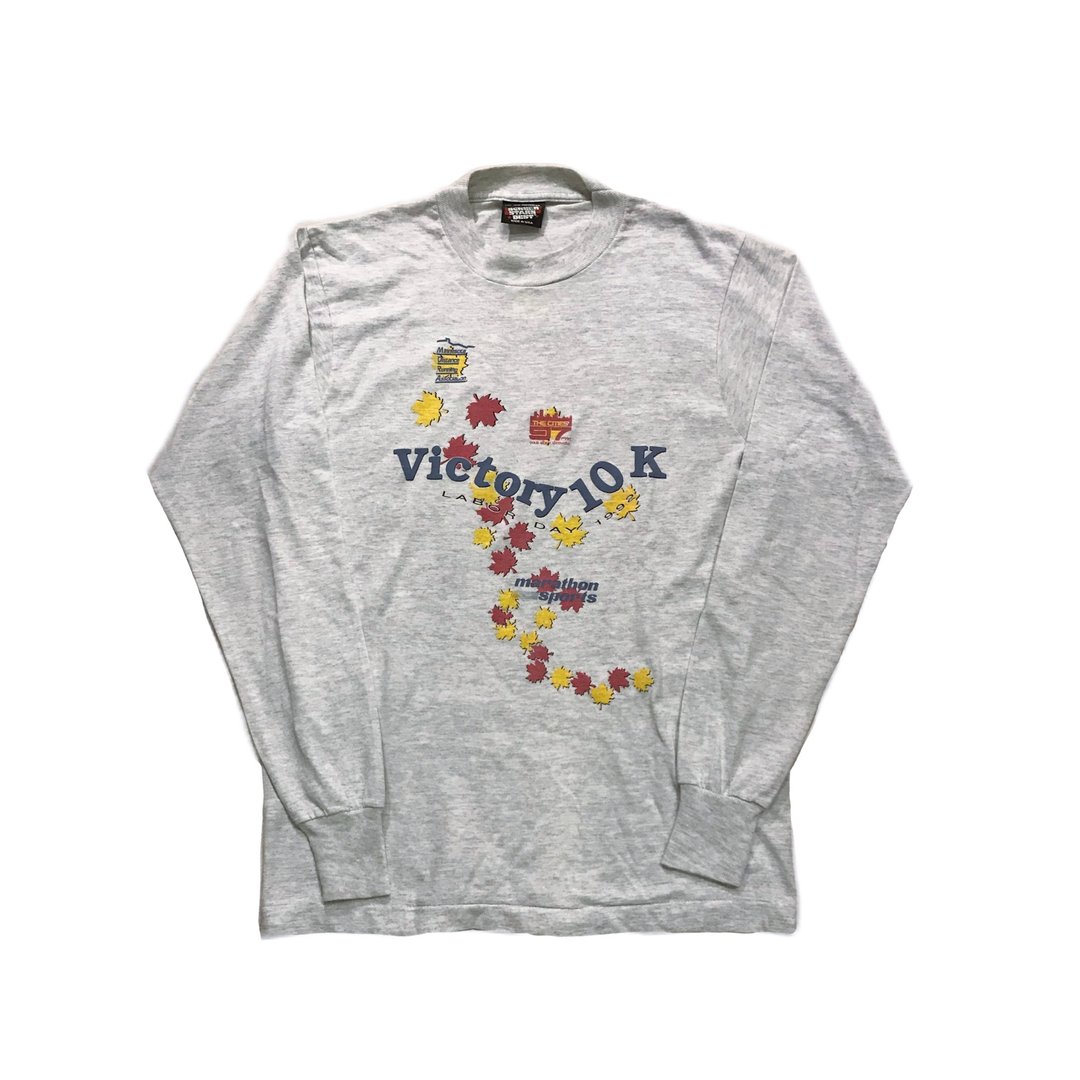 Vintage Long Sleeve T-shirt 马拉松枫叶图样薄长袖 - 女装上衣 - 棉 多色