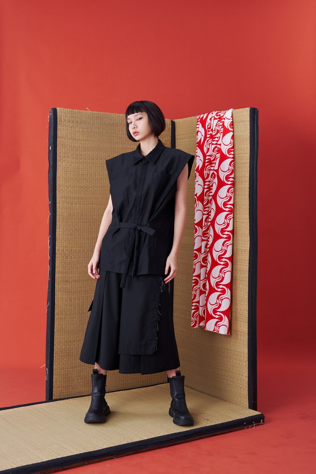 无袖衬衫/甚平/24AW-INF - 女装衬衫 - 棉 黑色