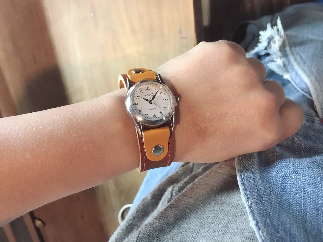 STITCH Retro Pop Bicolor Stitch Run Watch Men's Like SRW-BCC-RS - 女表 - 真皮 橘色