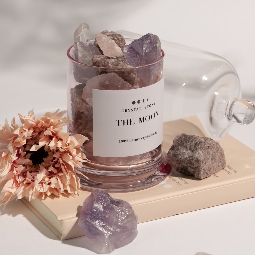 THE MOON 繁花时光 // 月晒矿扩香礼盒 - 香薰/精油/线香 - 水晶 粉红色