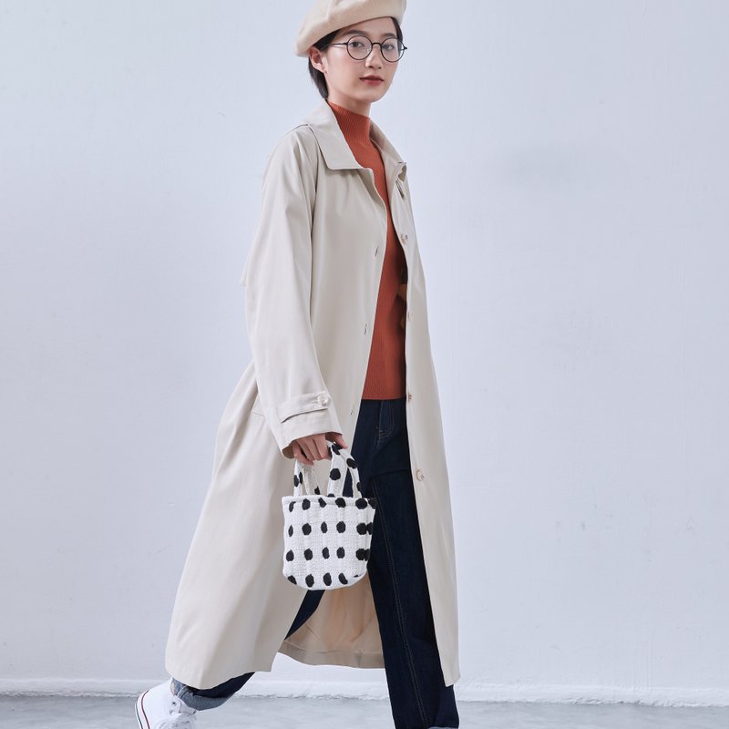 韩系棉质手感长版系带风衣外套 附内里 KNNJ360 - 女装西装外套/风衣 - 其他材质 卡其色