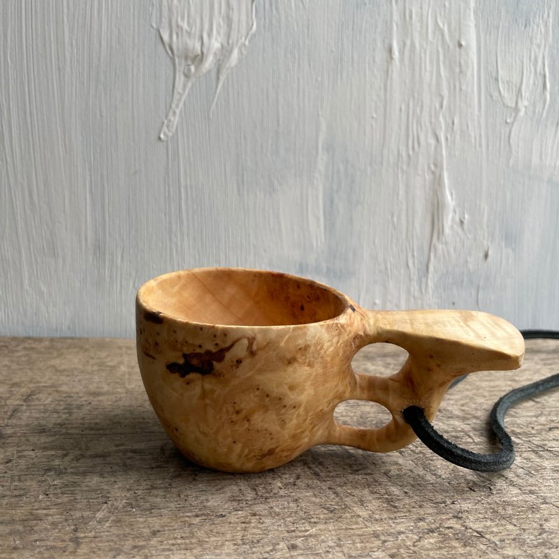 Traditional Wooden kuksa mug 120 ml Woodcarving Bushcraft Coffee Cup Original sc - 露营用品 - 木头 卡其色