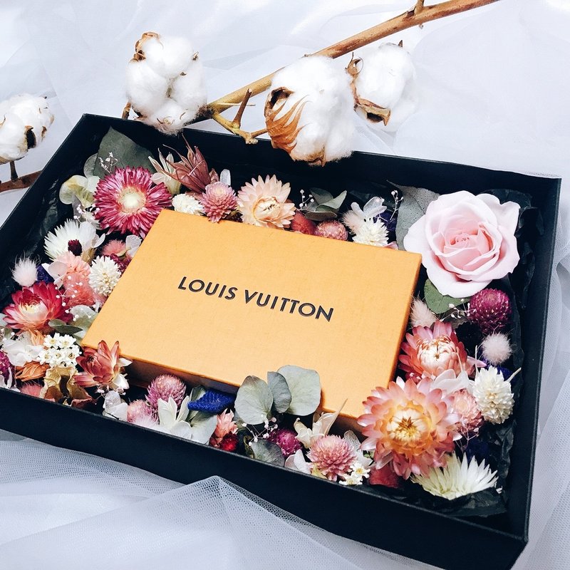 浪漫花长型盒 定制名字  永生玫瑰 干燥花 花盒 礼物 情人节 - 卡片/明信片 - 其他材质 