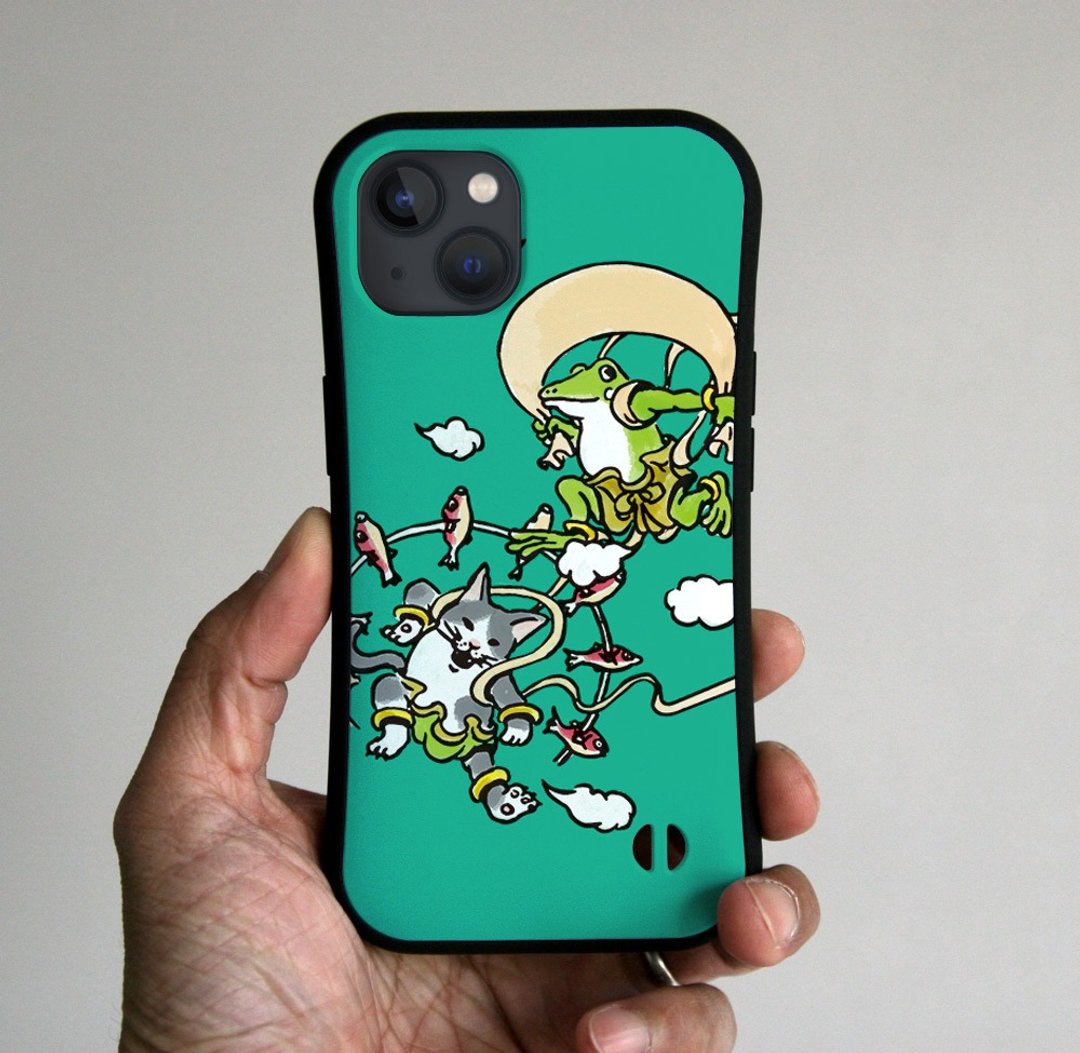 握把 iPhone 保护壳 Fujin Raijin 鲜艳翡翠 - 手机壳/手机套 - 塑料 绿色