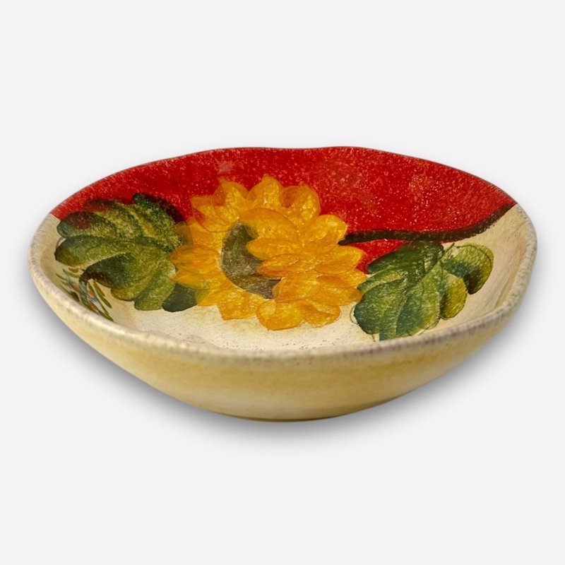 意大利手工陶- TF花开之地 深盘 19cm - 盘子/餐盘/盘架 - 陶 多色