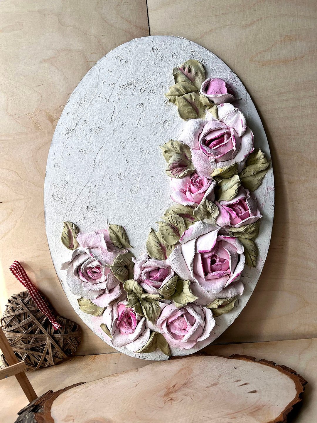 3D Flower Painting Roses Painting sculpture painting Floral Art - 墙贴/壁贴 - 其他材质 粉红色