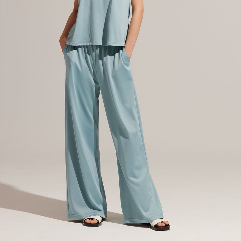 REBOOT瞬眠-亲肤口袋宽裤-石蓝 - 女装长裤 - 聚酯纤维 蓝色