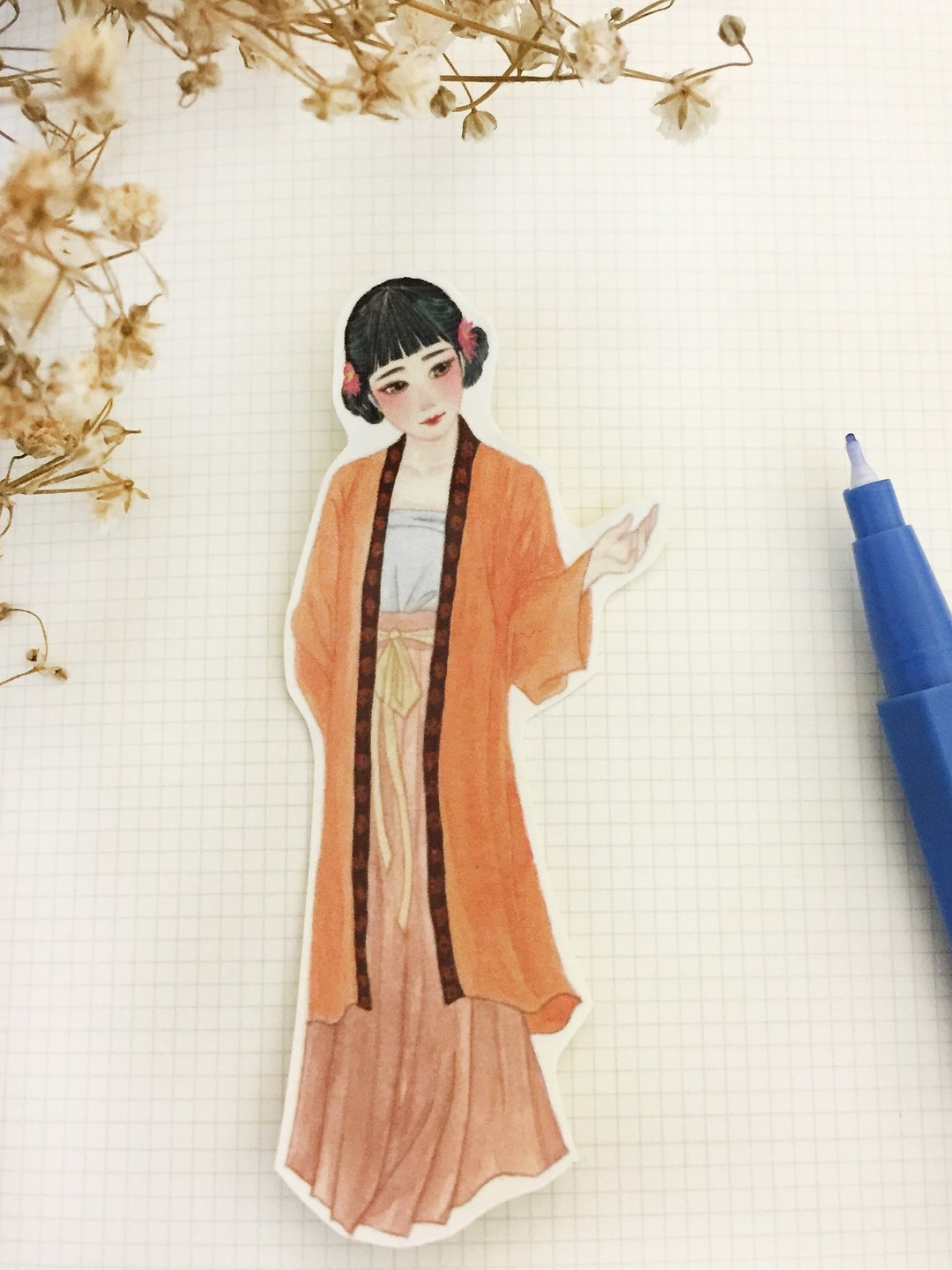 汉服万岁系列-大宋千秋万世女孩贴纸 - 贴纸 - 纸 橘色