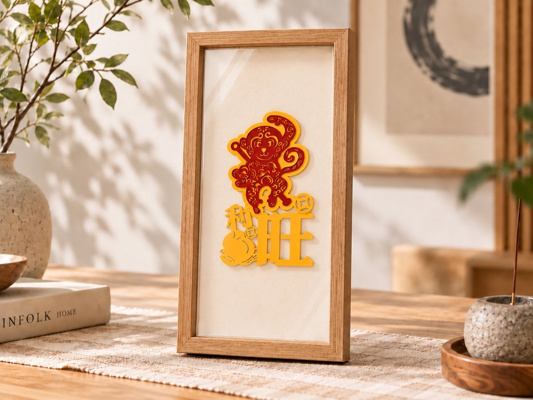 猴利旺 装饰 开运小物 书签 - 卡片/明信片 - 纸 红色