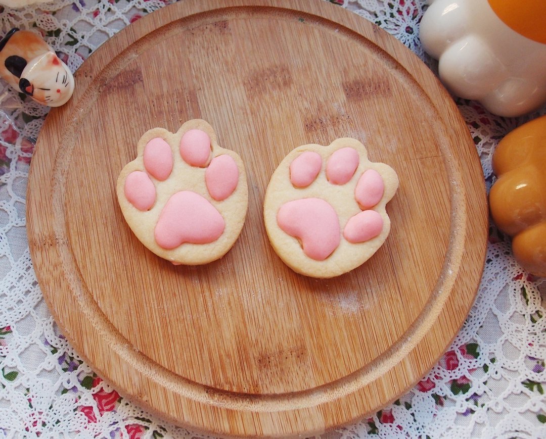 粉色猫咪肉球糖霜饼干 (20片) - 手工饼干 - 新鲜食材 