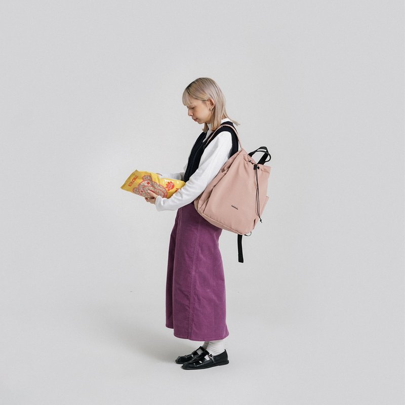 索绳束口后背包L号 ELIO ECO 休闲旅行双肩包 (云粉) - 后背包/双肩包 - 环保材料 粉红色