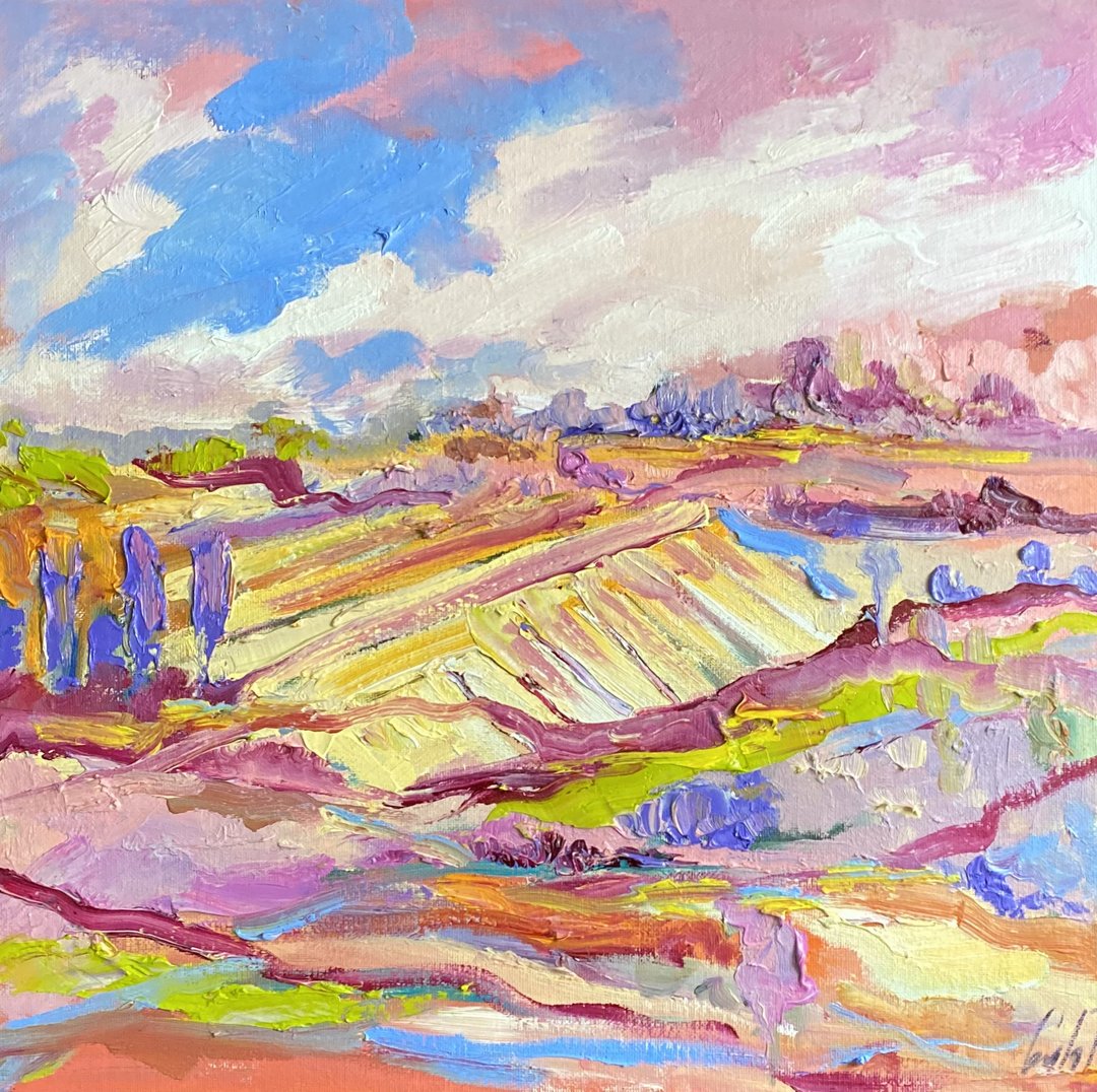 Landscape painting Fauvism oil on canvas Abstract field pain - 墙贴/壁贴 - 其他材质 金色