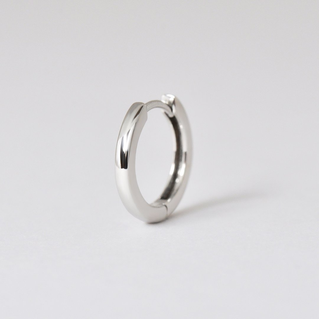 【Solo Earring】 易扣圈形单边耳环 M (铂金) - 耳环/耳夹 - 贵金属 