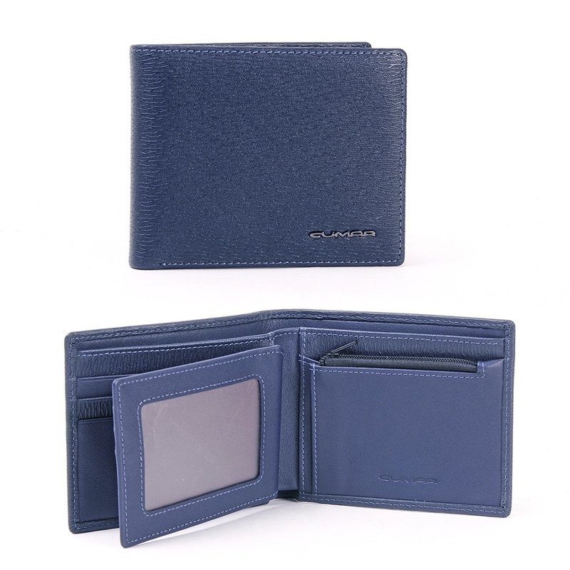 CUMAR 真皮/皮夹/ RIPPLE S 短夹 / RIPPLE S SHORT WALLET - 皮夹/钱包 - 真皮 蓝色