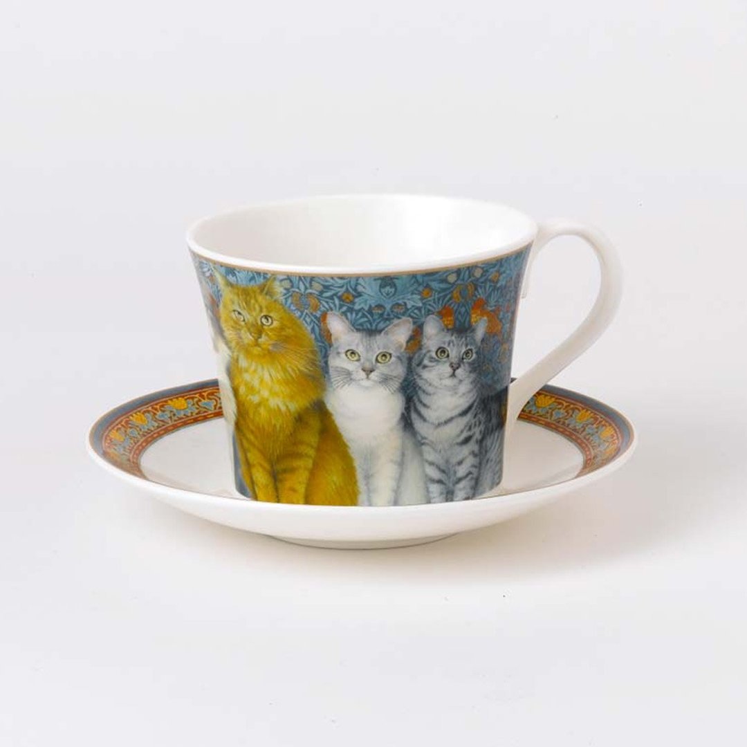 【猫奴日】英国Roy Kirkham Lesley Anne Ivory-猫 450ml早餐杯盘 - 茶具/茶杯 - 瓷 多色