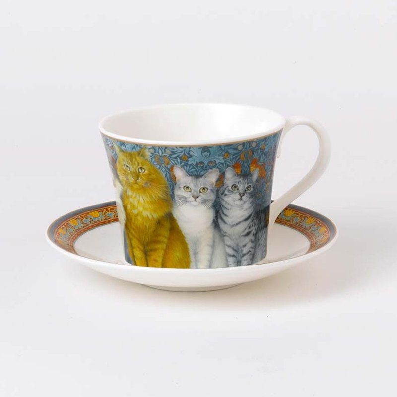 【猫奴日】英国Roy Kirkham Lesley Anne Ivory-猫 450ml早餐杯盘 - 茶具/茶杯 - 瓷 多色