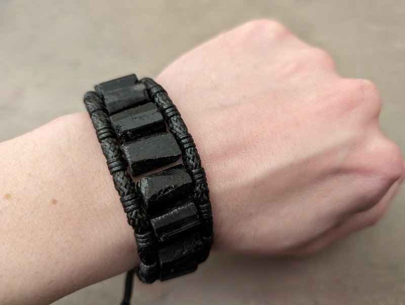 黑电气石手链流苏保护宝石负能量偏转 - 手链/手环 - 宝石 黑色