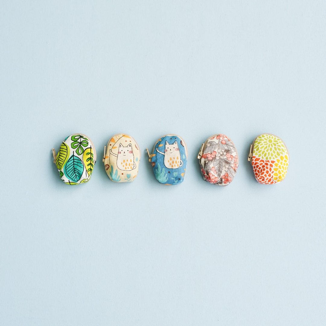 可放 15 个十元硬币【小花针线房】鸟蛋零钱包 可挑花布订制 - 零钱包 - 棉 多色