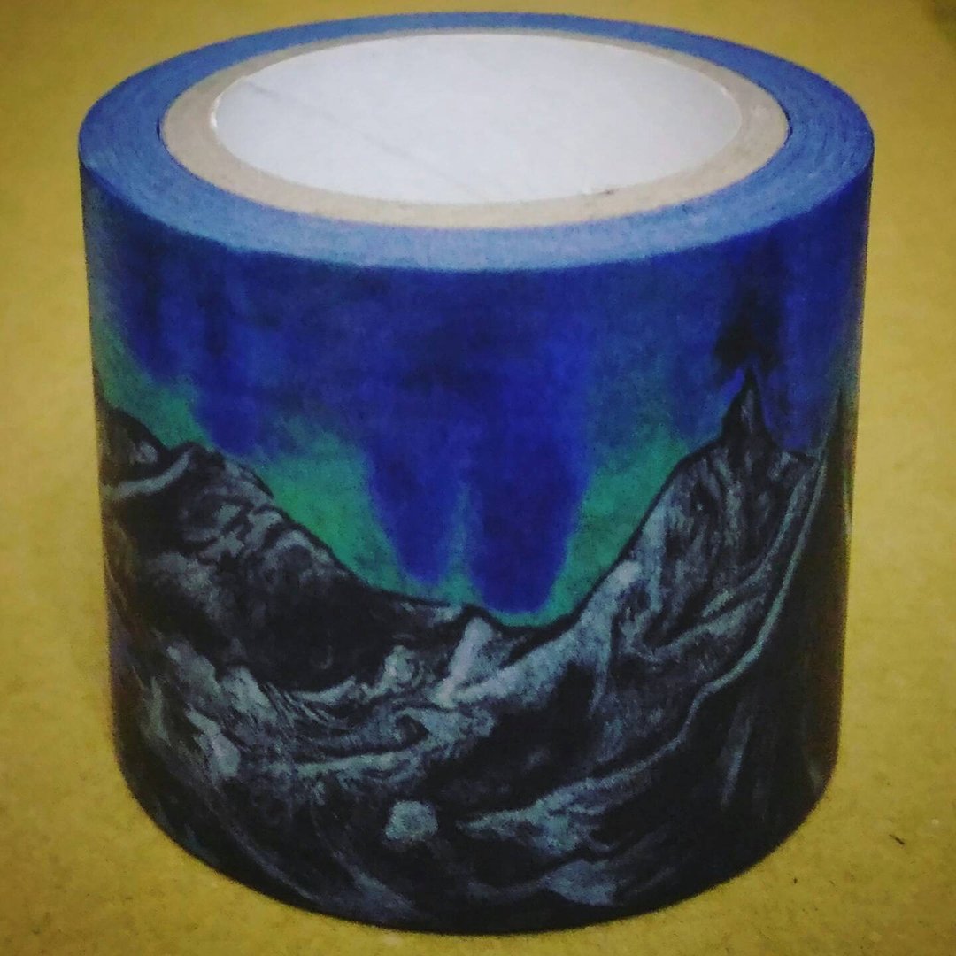 青绿极光山水 (北欧瑞典挪威山水长卷和纸胶带 40 mm 循环 68 cm) - 纸胶带 - 纸 蓝色
