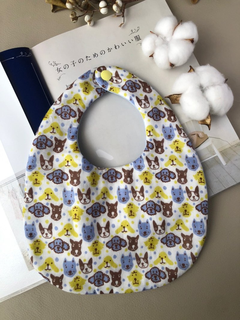 【这里有很多狗狗】 手作八层纱围兜兜  日本纯棉纱 - 围嘴/口水巾 - 棉．麻 蓝色