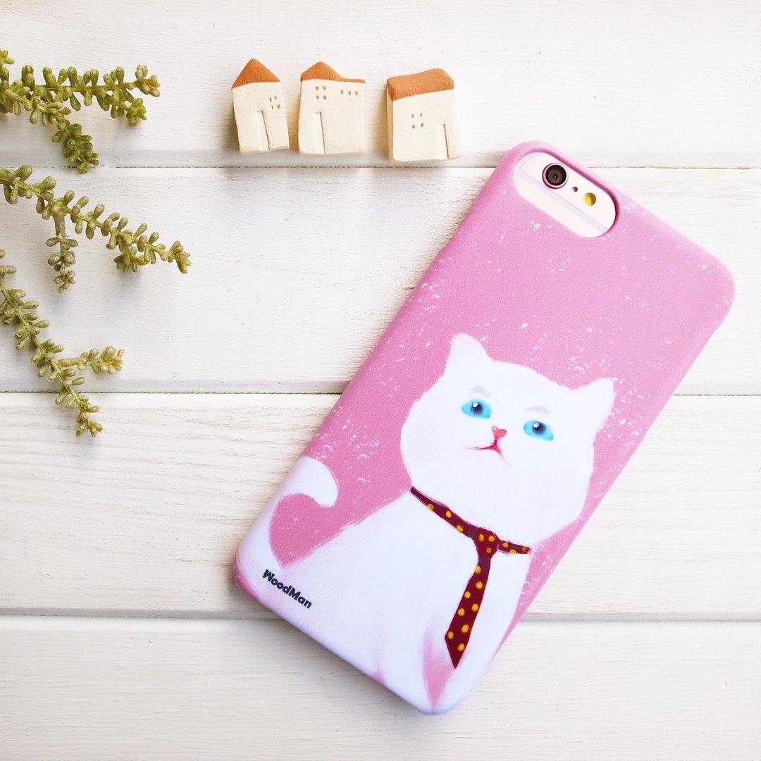 认真的白猫，有猫手机壳iPhone(i5.i6s,i6splus.I7.I7plus)/Android(Samsung三星, HTC, Sony,ASUS) - 手机壳/手机套 - 塑料 粉红色