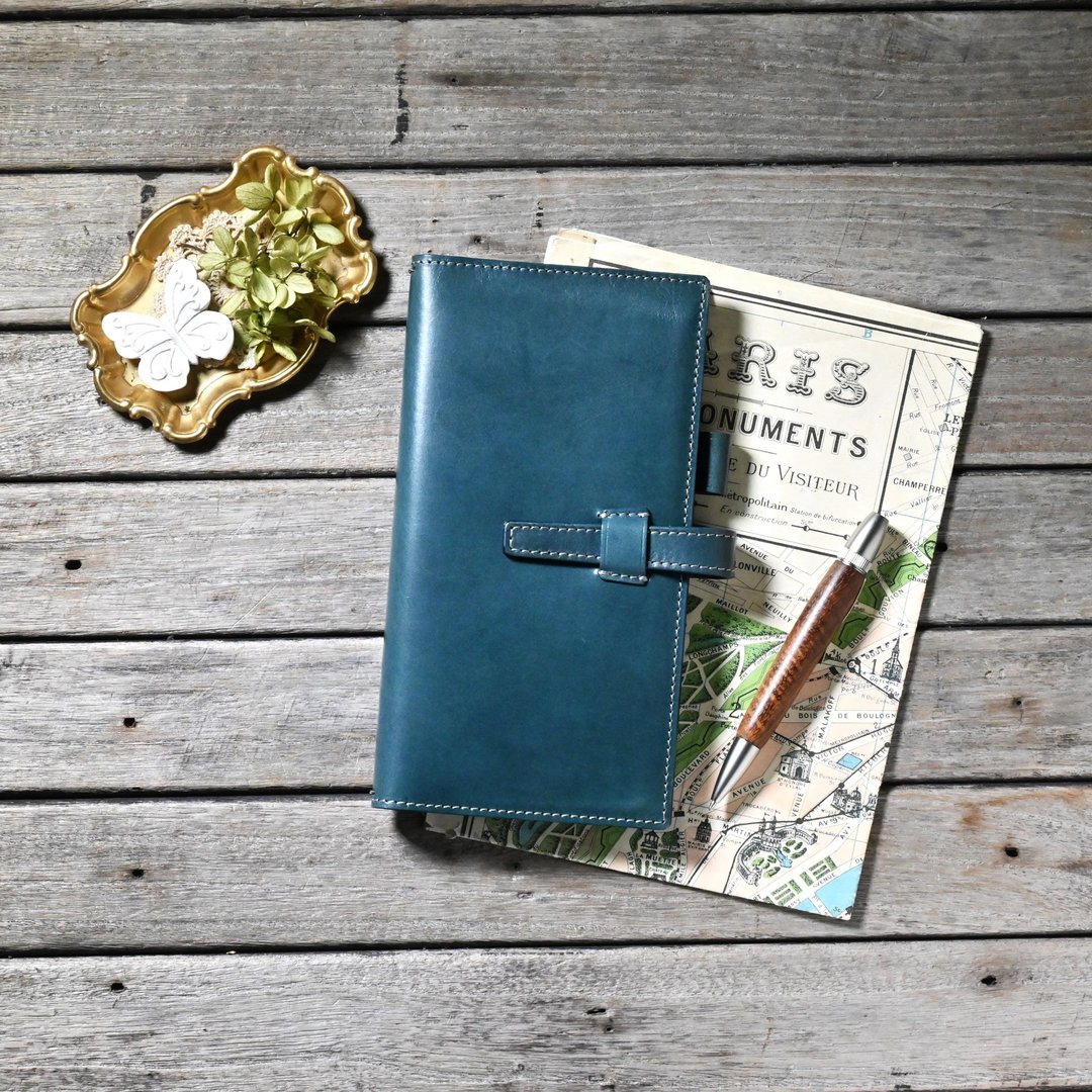 护照夹 Traveler's Notebook 保护套 L 皮革 表带 - 笔记本/手帐 - 真皮 黑色